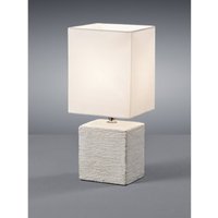 Led Tischleuchte mit Keramik Beige & Stoff Lampenschirm Weiß, Höhe 29cm von MEINEWUNSCHLEUCHTE
