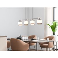 Reality Leuchten - Balkenpendelleuchte davos 4-flammig mit Stoffschirmen in Weiß/Grau, b 75cm von REALITY LEUCHTEN