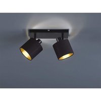 Reality Leuchten - Deckenstrahler tommy 2-flammig Schwarz, Stoffschirme Schwarz Gold, Breite 28cm von REALITY LEUCHTEN