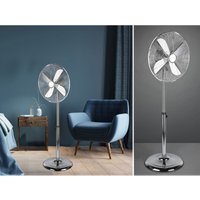 Design Standventilator oszillierend in Chrom 3 Stufen, Höhe 87-126cm ø 44cm von REALITY LEUCHTEN