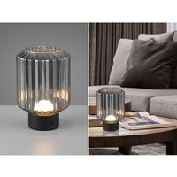 Reality Leuchten - Kleine Akku Tischleuchte lord mit Rauchglas Lampenschirm, Höhe 19cm von REALITY LEUCHTEN