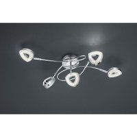 Reality Leuchten - led Deckenstrahler tours 5 flammig Metall Chrom Schirm Transparent, 54cm breit von REALITY LEUCHTEN