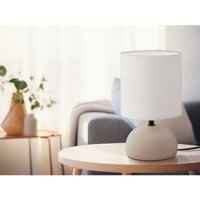 Reality Leuchten - led Tischleuchte Keramik Cappucino runder Stofflampenschirm Weiß, Höhe 23cm von REALITY LEUCHTEN