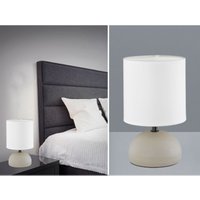 Led Tischleuchte Keramik Cappucino runder Stofflampenschirm Weiß Ø14cm von REALITY LEUCHTEN