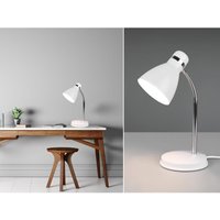 Schreibtischleuchte harvey flexibel, Chrom & Metallschirm Weiß, 33cm Schreibtischleuchte harvey flexibel, Chrom & Metallschirm Weiß, 33cm von REALITY LEUCHTEN