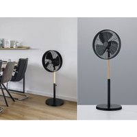 Reality Leuchten - Standventilator oszillierend 3 Stufen Metall in Schwarz Höhe 90-120,5cm Ø45cm von REALITY LEUCHTEN