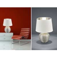 Reality Leuchten - Tischleuchte luxor Keramik mit Stoffschirm Weiß / Silber, Höhe 35cm von REALITY LEUCHTEN