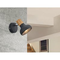 Reality Leuchten - Wandstrahler latika aus Metall in Schwarz & Holzoptik, Höhe 17cm von REALITY LEUCHTEN