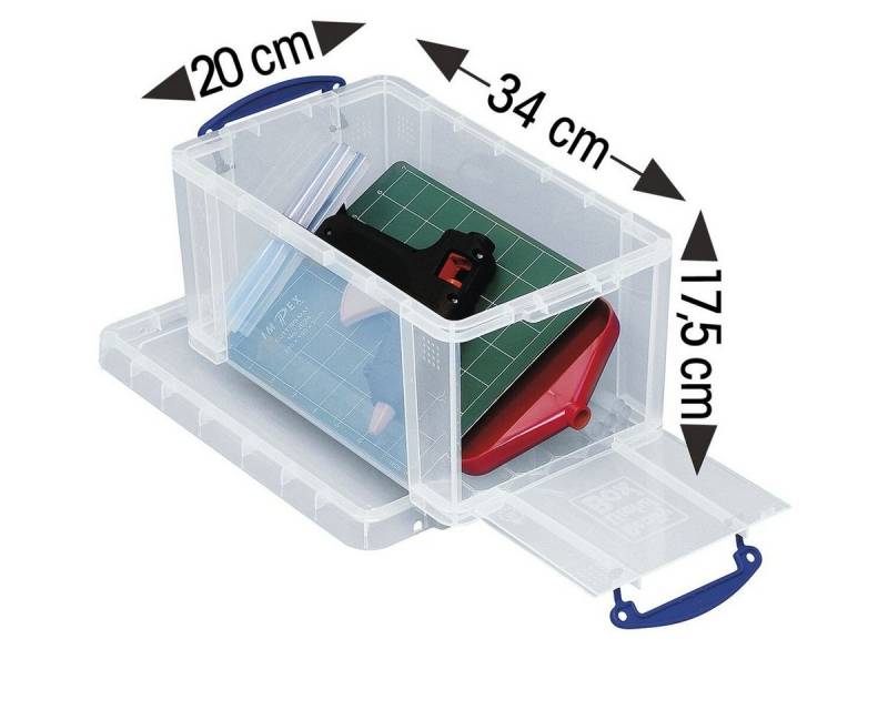 REALLYUSEFULBOX Aufbewahrungsbox, 8 Liter, mit Frontöffnung, verschließbar und stapelbar von REALLYUSEFULBOX