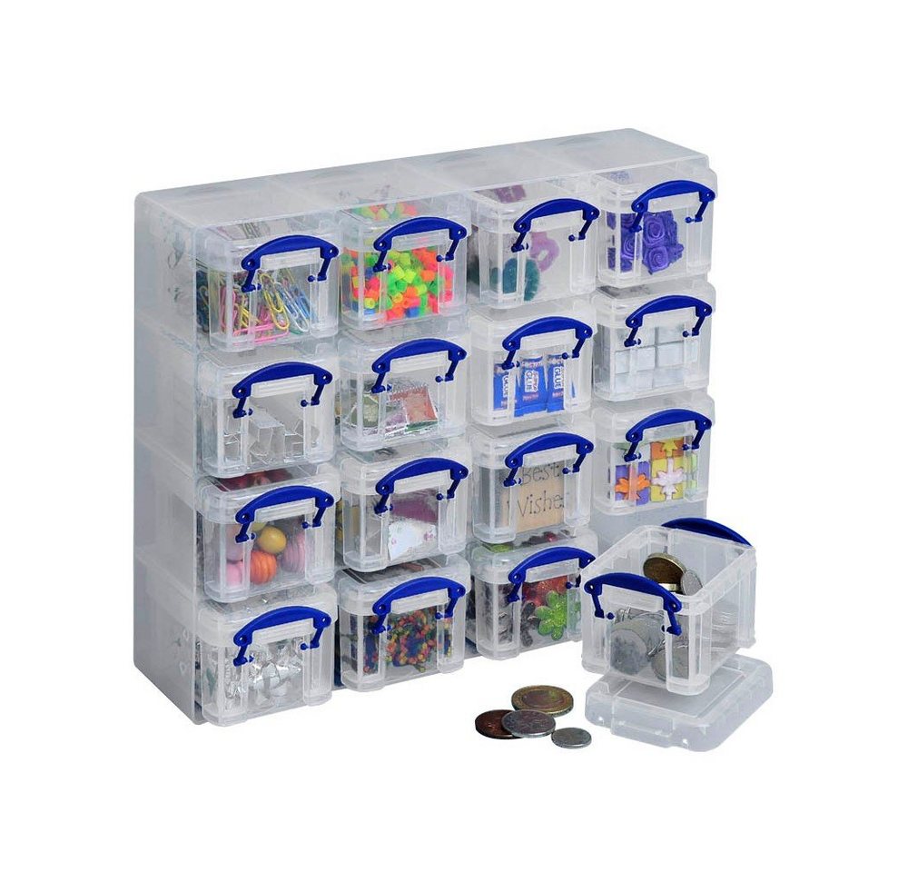 REALLYUSEFULBOX Aufbewahrungsbox 16 Kleinteile-Aufbewahrungsboxen 0,14 Liter mit Deckel von REALLYUSEFULBOX
