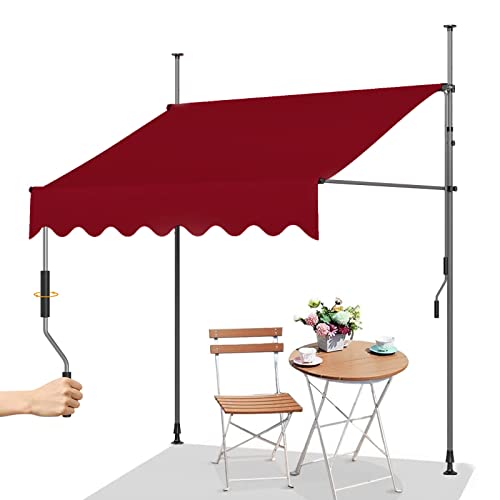 Klemmmarkise, Markise Balkon Ohne Bohren, Sonnenschirmunterstand mit Kurbelgriff, wasserdichte Markise (Color : Red, Size : 300cm) von REALN