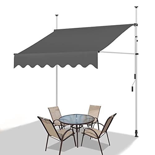 REALN Manuell Einziehbare Markise mit Kurbel, Wasserdichtes Klemmmarkise für Terrassen Sonnenschutz Balkon Fenster Türen im Freien, Markise Balkon Ohne Bohren (Color : Gray-B, Size : 4m/157in) von REALN