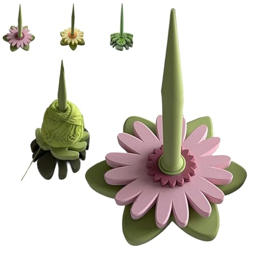 Gerbera Spinner, 3D Printed Portable Spinning Yarn Holder Spinner, Tangle-Free Rotation with Bracket, Crochet Accessory for Crocheting and Knitting, Gift for Craft Enthusiasts(Pink) von REALOKMAN