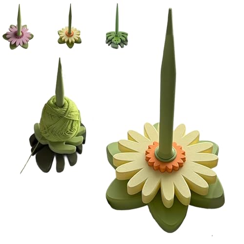 Gerbera Spinner, 3D Printed Portable Spinning Yarn Holder Spinner, Tangle-Free Rotation with Bracket, Crochet Accessory for Crocheting and Knitting, Gift for Craft Enthusiasts(Yellow) von REALOKMAN