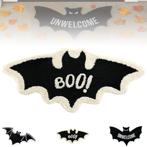 Willkommensteppich in Fledermausform, 80 X 39,9 Cm, Unwillkommene Fledermaus-Fußmatte, Gruselige, Rutschfeste Gothic-Halloween-Fußmatte Für Das Badezimmer, Lustiges Einweihungsgeschenk(Style 1) von REALOKMAN