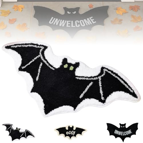 Willkommensteppich in Fledermausform, 80 X 39,9 Cm, Unwillkommene Fledermaus-Fußmatte, Gruselige, Rutschfeste Gothic-Halloween-Fußmatte Für Das Badezimmer, Lustiges Einweihungsgeschenk(Style 2) von REALOKMAN