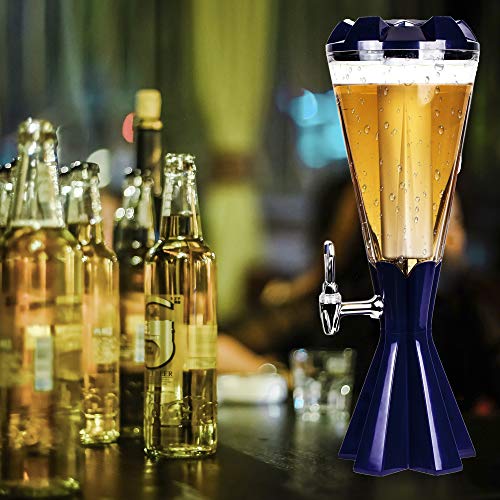 REAWOW 3L Getränkesäule Beer Tower Dispenser Drink Dispenser mit Ice Tube und LED Lights Keg Tag für Küchenparty von REAWOW