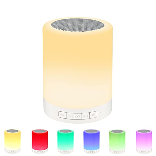 REAWUL Nachttischlampe mit Bluetooth-Lautsprecher, Touch Night Light Table Stimmungslampe mit 3 LED Touch-Dimmmodi und 7 Farben zum Umschalten, Geschenk für Frauen Männer Teenage Mädchen und Jungen REAWUL Nachttischlampe mit Bluetooth-Lautsprecher, Touch Night Light Table Stimmungslampe mit 3 LED Touch-Dimmmodi und 7 Farben zum Umschalten, Geschenk für Frauen Männer Teenage Mädchen und Jungen von REAWUL