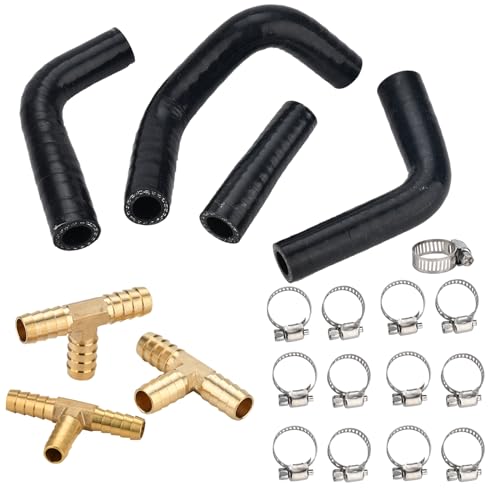 REAXOAL Turbo-Kühlmittelleitung Reparaturschlauch-Set 06-009-50005 Schwarz Silikon 4x Schläuche 13x Klemmen 3x Messing-T-Anschlüsse BMW N63 X5 X6 50iX 550i 650i 750i von REAXOAL