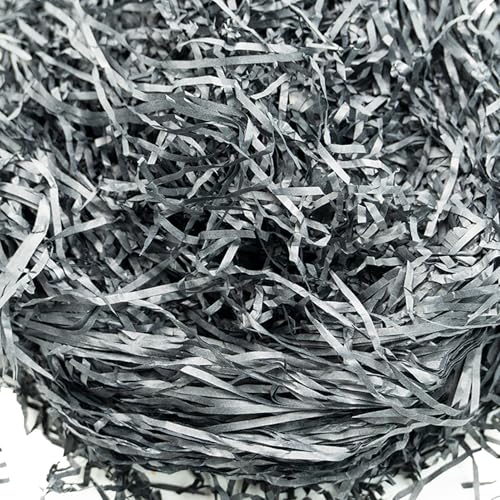 100g Raffia Hamper Shreds, Geschreddertes Seidenpapier Füllmaterial, Geschenkfüllung Papierschnitzel für DIY Party Hamper Füllung und Geschenkverpackung für Geschenkbox Dekorations (Schwarz) von REBECASKYENS