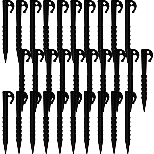 20 Stück Kunststoff Heringe, 14.5cm Kunststoff Zeltheringe Zeltnägel, Robuste Erdnägel Camping Erdanker Plastik, Gartenheringe Zelt Stakes, für Zelte Camping Garten und Outdoor, Schwarz von REBECASKYENS