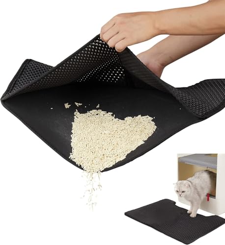 Katzenklo Matte 30×45cm, Katzenstreu Matte Katzenklo Unterleger Waben Design Katzenklo Vorleger wasserdichte Doppelte Schichte Entwurf Bienenwabe Katzenstreu Matte (30×45cm) von REBECASKYENS
