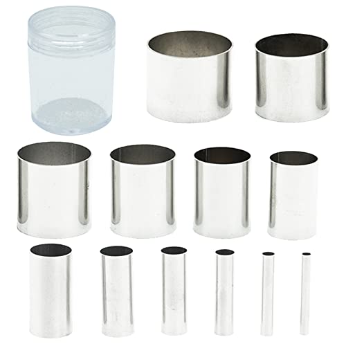 Polymer Clay Tools Set 12 pcs Clay Sculpting Pottery Tool Loch Hohlstanzer Set Edelstahl Einkerbung Runde Kreisform Schneider Form Keramik Punktierung Backform Cutter Stanzwerkzeuge für Ton Keramik von REBECASKYENS