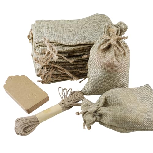 REBECASKYENS 30 Stück Geschenktüten mit Kordelzug, Jutebeutel Schmuckbeutel Kleine mit Kordelzug für DIY Handwerk Hochzeit Party Weihnachten (10x15cm) von REBECASKYENS