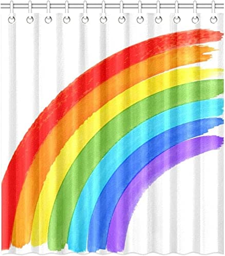 3D Duschvorhang 120x180 Regenbogen Duschvorhänge Antischimmel Wasserdicht Badevorhang Regenbogen Duschrollo für Badewanne Dusche Shower Curtains, 8 Duschvorhang Ringe von REBELA