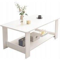 Weißer Couchtisch mit Ablage modern 100CM von REBIKO