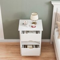 Rebiko - Weißer Nachttisch mit 2 Schubladen, moderner Nachttisch für das Schlafzimmer, 45 cm von REBIKO