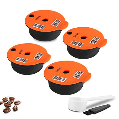 RECAFIMIL 4 Stück wiederverwendbare Tassimo Pods nachfüllbare Kaffeekapseln, PP-Kunststoff, wiederverwendbare Kapseln, kompatibel mit Bosch Tassimo Kaffeemaschine (60+180+200+220ml) von RECAFIMIL