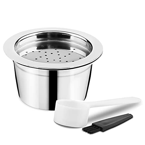 RECAFIMIL Wiederverwendbare Kaffeekapseln für K FEE Maschine Nachfüllbare Kaffeekapsel Edelstahl Kaffeepad mit Löffel und Bürste von RECAFIMIL
