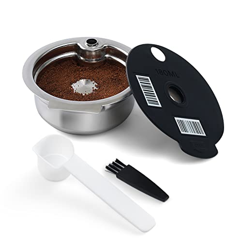 RECAFIMIL Wiederverwendbare Tassimo Pads 180ml nachfüllbare Edelstahl Tassimo Kaffeepads mit schwarzem Silikondeckel Kompatibel mit Bosch Tassimo Maschine von RECAFIMIL