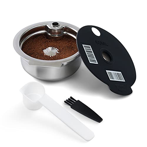 RECAFIMIL Wiederverwendbare Tassimo Pads 60ml nachfüllbare Edelstahl Tassimo Kaffeepads mit schwarzem Silikondeckel Kompatibel mit Bosch Tassimo Maschine von RECAFIMIL