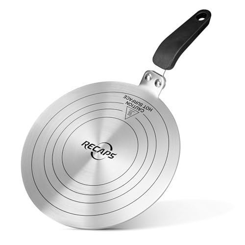 Edelstahl-Induktionskochfeld-Konverterplatte, Wärmeverteiler, Gasherd, Induktions-Adapterplatte mit abnehmbarem Griff für Elektro-Gasherd, Kochen, 24 cm von RECAPS