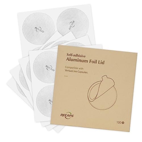 RECAPS Aluminiumfolien-Deckel zur Wiederverwendung von Kaffeekapseln, kompatibel mit VertuoLine, 200 Stück, 62 mm RECAPS Aluminiumfolien-Deckel zur Wiederverwendung von Kaffeekapseln, kompatibel mit VertuoLine, 200 Stück, 62 mm von RECAPS