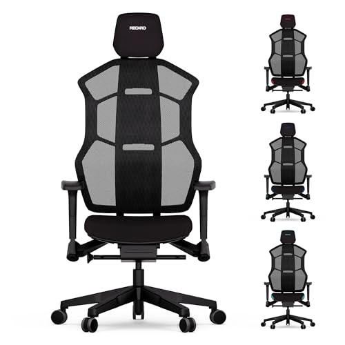 RECARO AER Full Upgrade 2-in-1 Gaming & Bürostuhl Ergonomisch [Büro-Zertifiziert] | Premium Polsterung + 5D Armelehne | Made in Germany | flexibel einstellbar - bis 150kg, Midnight Black von RECARO