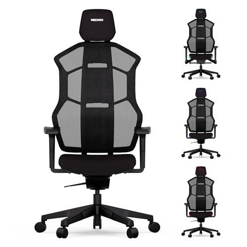 RECARO AER Gamingstuhl – Ergonomischer Gaming Chair | Premium-Polsterschaum | ideal auch als Bürostuhl oder Schreibtischstuhl | individuell einstellbar | 150 Kg – Midnight Black von RECARO