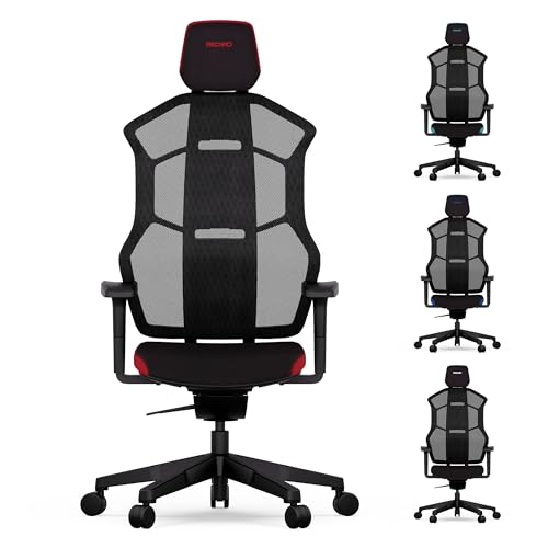 RECARO AER Essential 2-in-1 Gaming & Bürostuhl Ergonomisch [Büro-Zertifiziert] | Premium Polsterung | Made in Germany | flexibel einstellbar - bis 150kg, Ruby Red von RECARO
