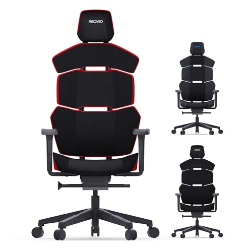 RECARO NXT Full Upgrade Premium Gaming & Bürostuhl Ergonomisch [Büro-Zertifiziert] | Made in Germany | Microfaser Dinamica/Stoff + 5D Armlehne | Höhenverstellbar - bis 150kg, Shadow Red von RECARO