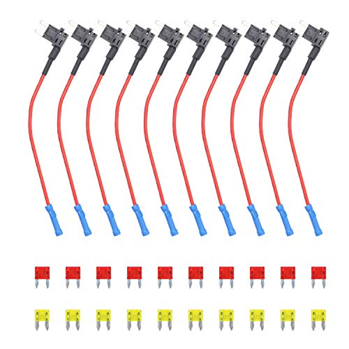 Recoil FT2-10 10er Pack 12V Auto Sicherungsadapter – Mini-ATS Blade Fuse Holder inkl. 10 Sicherungen (10A, 20A) von RECOIL