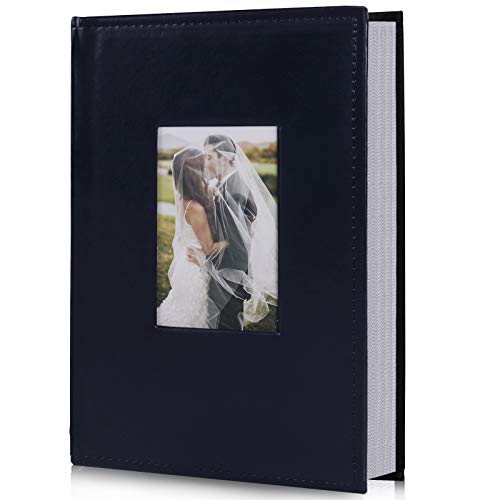 RECUTMS Fotoalbum 10x15 Taschen Für 300 Fotos Lederrahmenabdeckung Schwarze Seiten Horizontal Und Vertikal Fotos Reisekapazität Mit Großer Kapazität Baby Foto Fotoalbum (Blau01) von RECUTMS