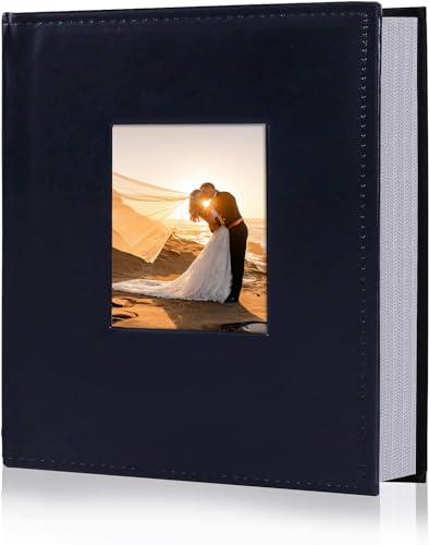 RECUTMS Fotoalbum für 200 Fotos, mit Platz für Platz für Notizen, PU-Leder, Premium-Ledereinband, für Familie, Mutter, Hochzeit, Kinder, Urlaub, Fotoalbum, Geschenk (blau) von RECUTMS