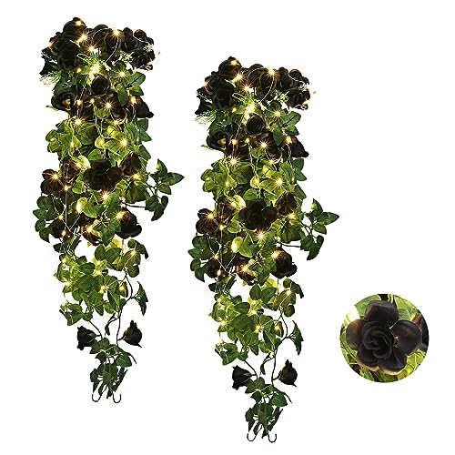 RECUTMS Künstliche Hängepflanzen, 81,3 cm, künstliche Efeuranke, UV-beständig, Kunststoffpflanzen, schwarz, 2 Stück von RECUTMS