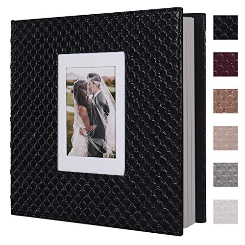 RECUTMS Scrapbook Fotoalbum 60 Seiten handgefertigt DIY 4x6 5x7 8x10 Fotos jeder Größe, Button Grain Leder Cover von Hochzeit Fotoalbum Baby Bild Buch Familie Scrapbook Fotoalbum (schwarz) von RECUTMS
