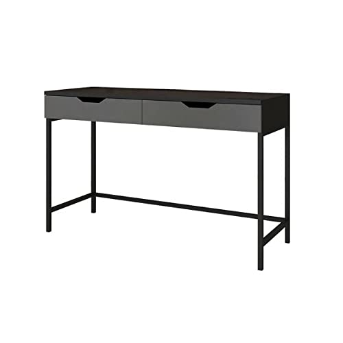 RED DECO Computer-Schreibtisch, industriell, Spanplatte und Stahl, 2 Schubladen, Greta Schwarz, Holz, grau, one Size von RED DECO