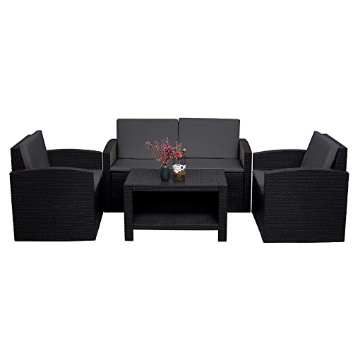 RED DECO Ottawa Gartenmöbel, Kunstharz, 4-Sitzer, Grau/Grau von RED DECO