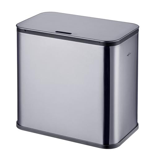 RedFactor Edelstahl Hängender Biomülleimer mit Filterdeckel – 5L Geruchsdichter Kompostbehälter für Küchenunterschrank, Arbeitsplatte oder Spülschrank (Metallic Grau) von RED FACTOR