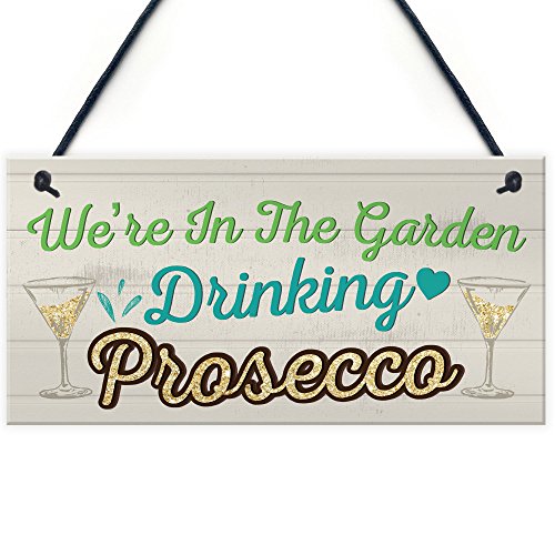 RED OCEAN Freundschaftsschild mit Aufschrift "In The Garden Drinking Prosecco Friend", lustiges Geschenk zum Geburtstag RED OCEAN Freundschaftsschild mit Aufschrift "In The Garden Drinking Prosecco Friend", lustiges Geschenk zum Geburtstag von RED OCEAN